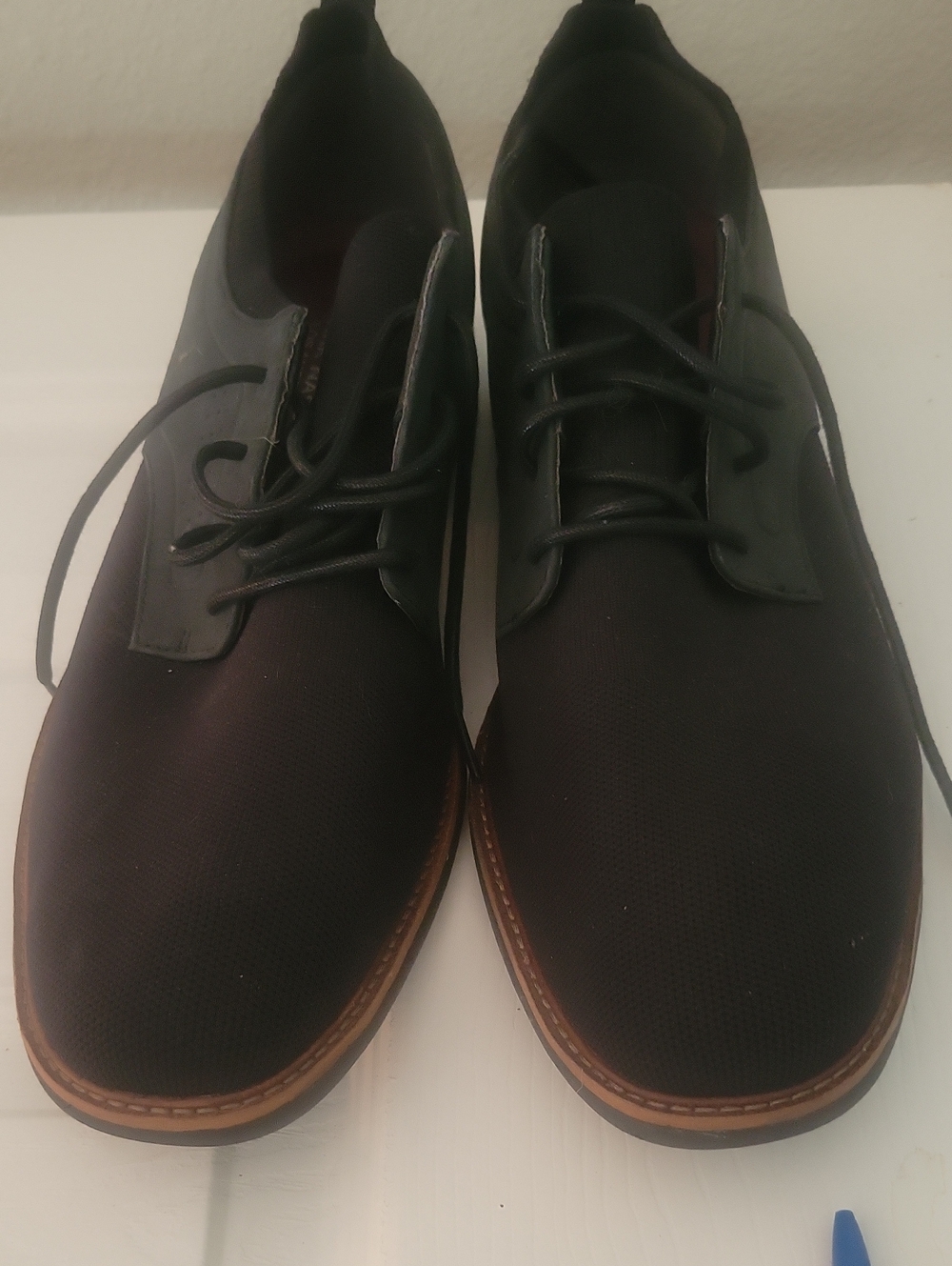 Mark Nason Black Lace-Up Derbies with Brown Trim